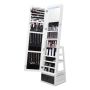Mirrored lockable jewelry cabinet with LED light, white