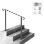 Wrought iron adjustable outdoor stair railing, black