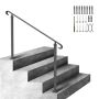 Wrought Iron Adjustable Black Stair Railing with Installation Kit