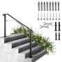 Wrought iron outdoor railing for 4-5 steps stairs, black