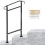 Wrought black iron railing for outdoor stairs, adjustable
