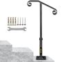 Dark grey wrought iron single post outdoor railing, for 1-2 steps