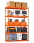 Adjustable Metal Storage Shelves, 5 Tiers, 2500 lbs, Orange, 18x48x72 inches