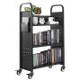 Rolling black book cart, 150 kg, 77x38x122 cm