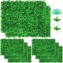 Artificial Boxwood Panels, 24x16 Inch, 8 Pieces, Green Hedge for Decoration