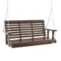 Wooden porch swing 4.5 feet for patio and garden, dark brown