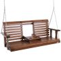 Wooden porch swing bench, 1.5m, brown, 880lb load capacity