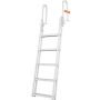 Aluminum dock pontoon ladder, 5 steps, non-slip pedals