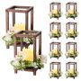 Wooden wedding lights, LED candle holders, flower wreaths, 10 sets, brown