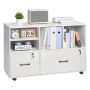 Wooden mobile 2-drawer filing cabinet with shelves, white