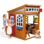 Wooden outdoor playhouse for children 3-10 m with bird's nest and doorbell