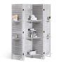 Wooden 4-Panel Folding Room Divider with Blinds, 67 Inch