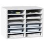 Wooden literature organizer box, 12 compartments, white, 52x31x41 cm