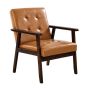 Accent mid-century modern armchair with solid wood frame and PU leather