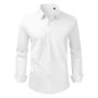 Men's white long-sleeved button-down shirt, fitted, soft