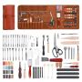 Leatherworking tool set, 92 pcs., with leather storage bag