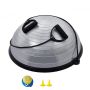 Gray half-round balance exercise ball, 23 inches, with bands and foot pump