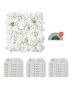 3D Artificial Flower Wall Panel, 24 Pieces, 15x15 Inch, White
