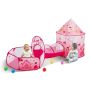3 in 1 children's play tent with tunnel pink