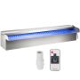 Pool waterfall gutter, stainless steel, 30x11.5x8 cm, LED light, remote control