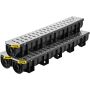 Trench drainage system with metal grating, 150x130 mm, HDPE black plastic, 3 pcs.