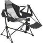 Reclining folding camping chair with footrest and storage compartment, 136 kg load capacity