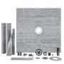 Shower enclosure set with 1828x1828 mm tray, PVC flange and stainless steel grate