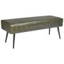 Green leather bedroom and hallway bench with metal legs