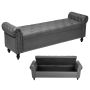 Storage Ottoman Bench Grey, PU Leather, Wooden Legs
