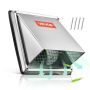 Wall ventilation cover 97 mm, square, stainless steel, with mesh, silver