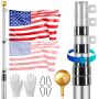 30ft Aluminum Telescopic Flagpole for Outdoor, Silver