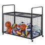 Rolling sports ball steel storage cart with lockable basketball cage