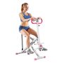 Squat rowing machine for home, white, foldable with resistance bands