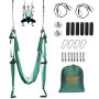 Yoga swing set with hammock, ceiling mounting kit, green/white, 661 kg load capacity