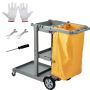 Commercial cleaning cart, 3 shelves, 200 lbs, yellow-gray, 120x51x98 cm