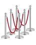 Stainless Steel Poles with Red Ropes, 5 Feet, Set of 6