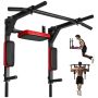 Multifunctional steel pull-up bar, wall-mounted, 440 lb. lifting weight