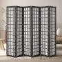 Folding Japanese room divider, 6 panels, black