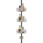 Shower corner tension pole caddy, stainless, 39-125 inches high, multi-function