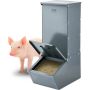 Pig feeder, 2.2 bushels, steel, single-door, trough-shaped