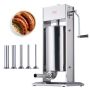 Manual sausage stuffer 15 L 304 stainless steel, 5 tubes, 2 speeds