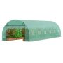 Tunnel greenhouse with galvanized steel frame, 29.2x9.7x6.5 feet, green PE roof, 12 windows