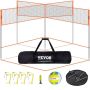 Portable 4-way volleyball and badminton net set with adjustable height, 4x4 m