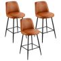 Bar stool set of 3, 69 cm, brown PU leather, swivel, without armrests