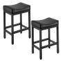 Bar stool set, 2 pcs., PU leather, 62 cm, without backrest, black