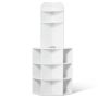 64 inch corner wooden storage box, 6 shelves, USB, white