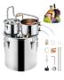 Alcohol distillation apparatus, 30 L, stainless steel, with copper spiral and double condenser, silver color