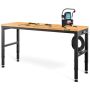 Height-adjustable workbench with wooden tabletop, 122x61 cm, height 72–97 cm, metal frame, 900 kg load capacity