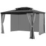 Outdoor Gazebo Curtains 10'x10' with Zippers, Gray, 4 Panels