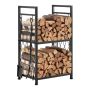Firewood rack for indoor use, 45.5 cm, 2-tier with fireplace tools